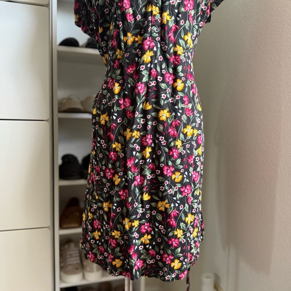 Old Navy Black Colorful Pink Floral Sleeveless Mini Sundress Size Large - Picture 6 of 8